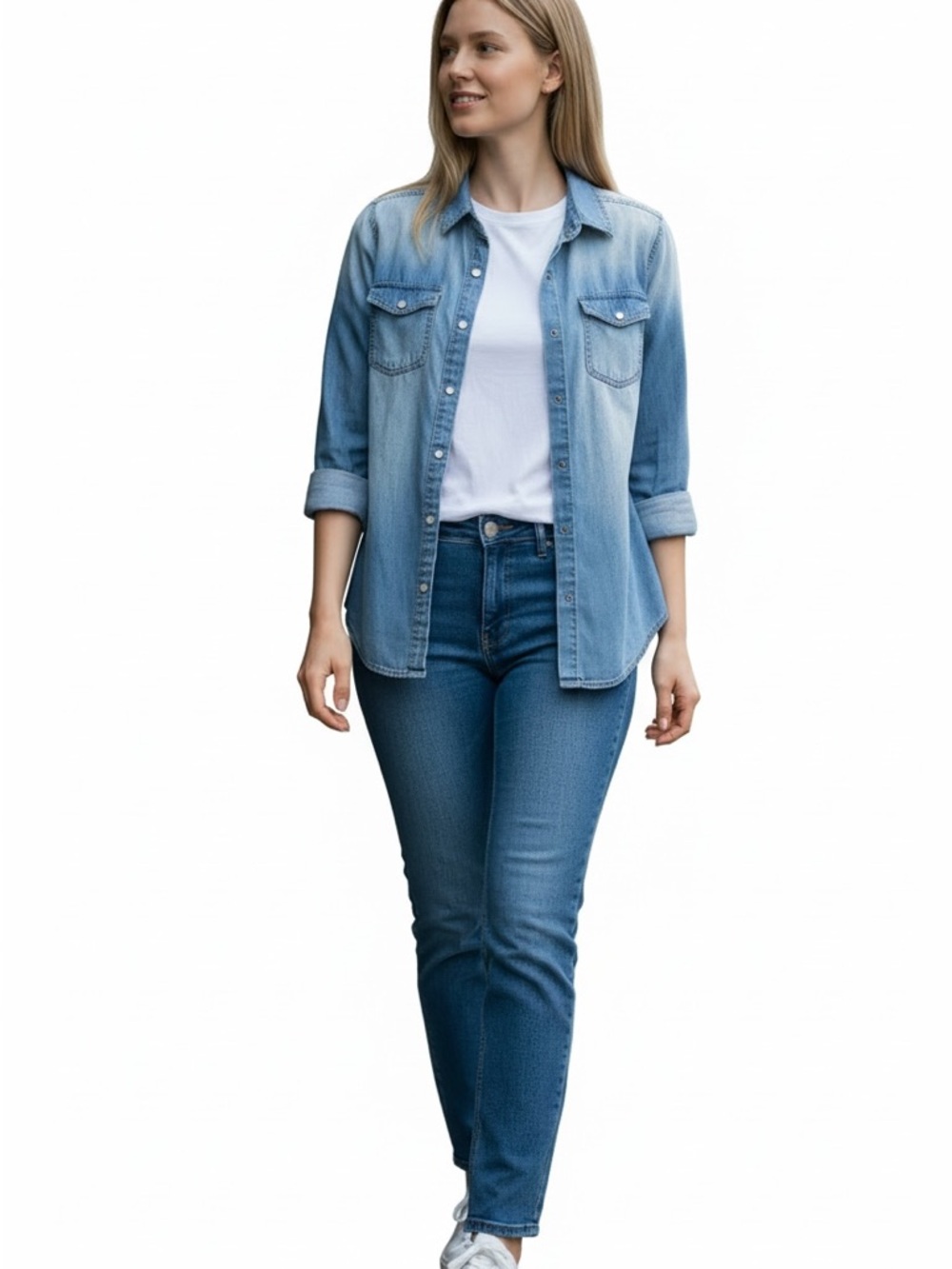 Western MASSIMO supply denim shirt button long sleeve blue pockets cotton XS